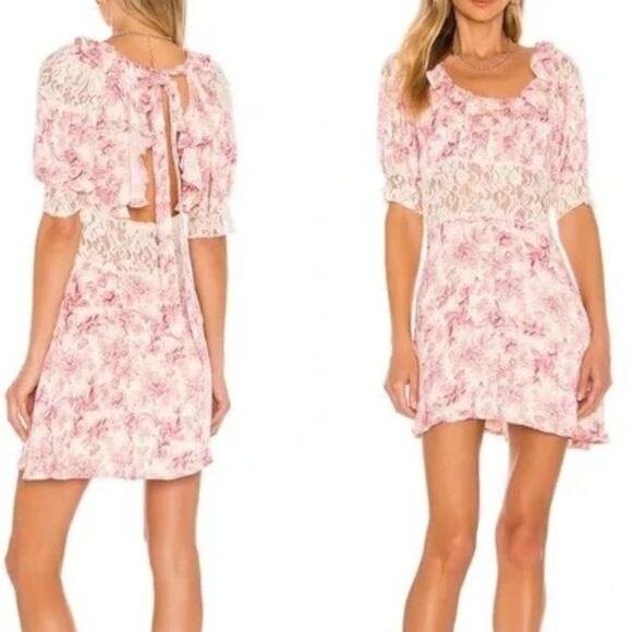 Free People Dresses & Skirts - free people | nwot lucie silky floral lace panel open back mini dress sz 12